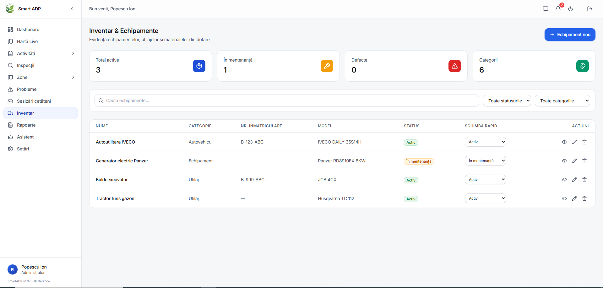 SmartADP — Inventar echipamente