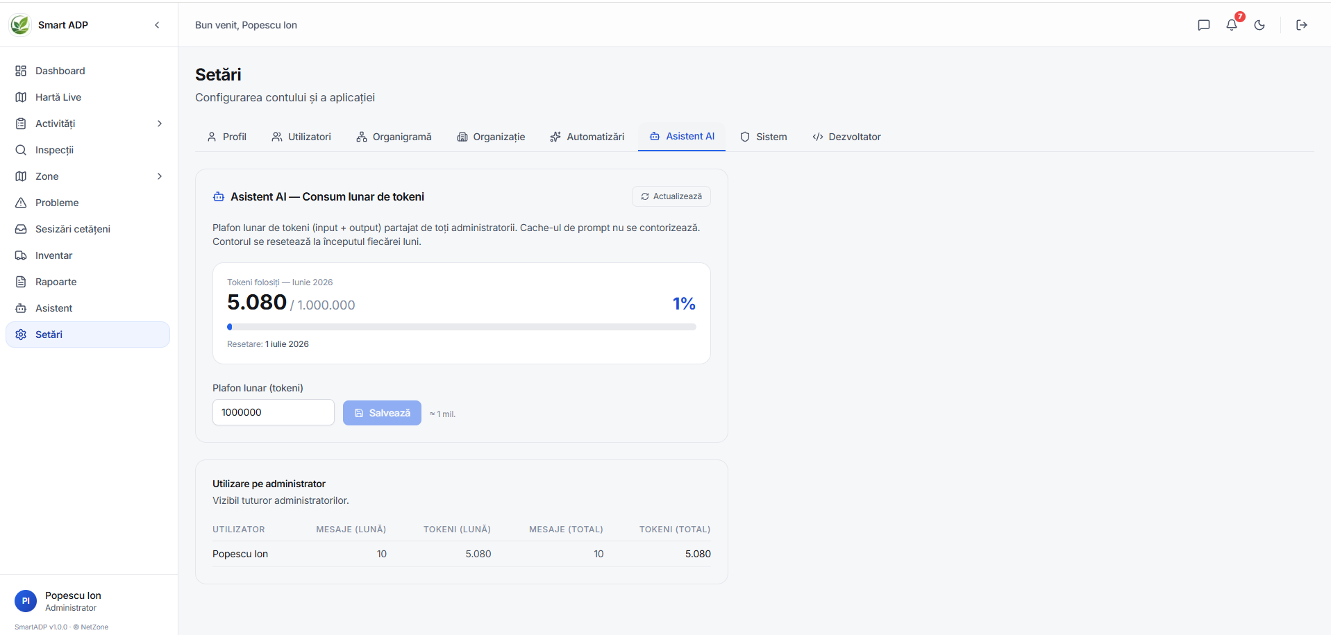 SmartADP — Setări Asistent AI