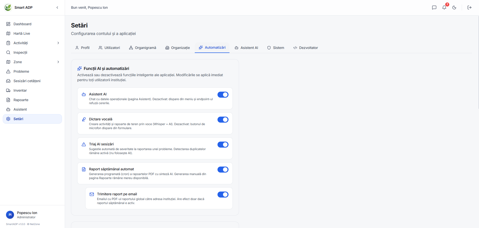 SmartADP — Setări Automatizări